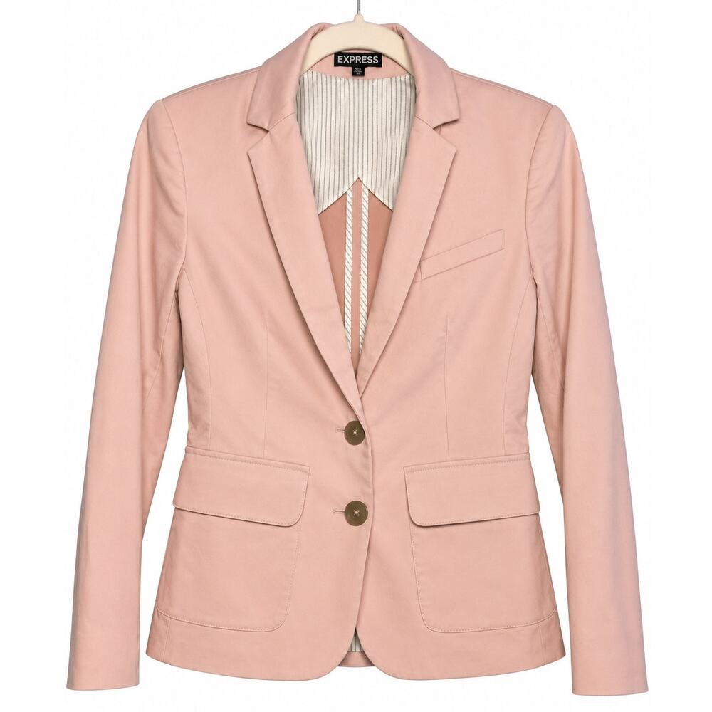 Express Women’s Blush Pink Tailored Blazer Two Button Fitted Workwear Jacket